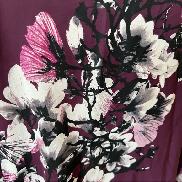 Natori Secretary Bow Floral Tie Neck Blouse 13525 - Picture 7 of 10